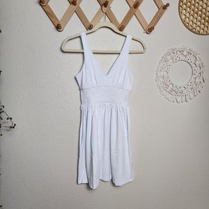 Susana Monaco V-neck Smock Waist Dress In White NWT Size XS